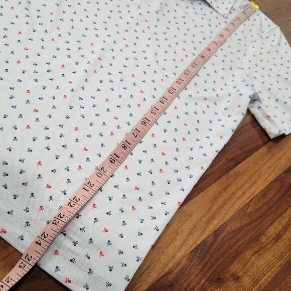 Johnston & Murphy White Polo Shirt with Blue and Red Accents - Picture 7 of 8